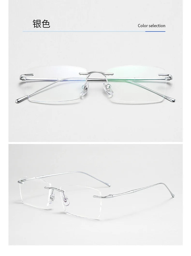 Ultra-light Pure Titanium New Rimless Glasses Frame Anti-blue Light Optical Frames Customize Prescription Eyeglasses for Men