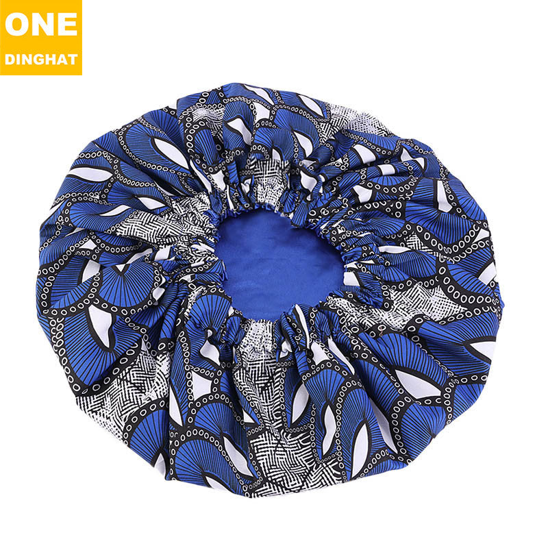 2020 New No. plus-Sized African Printing round Cap Double-Layer Satin Lining Wide Edge Nightcap Chemotherapy Hat