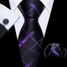 Male Gift Silk Men Tie Set Purple Violet Solid Paisley Striped Wedding Business Tie for Man Necktie Handky Cufflinks Barry.Wang