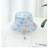 Cartoon Printing Baby Bucket Hat Cotton Breathable Kids Fisherman Hat Infant Toddle Sun Hat With Drawstring