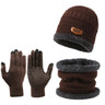 3pcs/Set Warm Plush Lined Knit Beanie, Scarf & Gloves Set, Winter Accessories