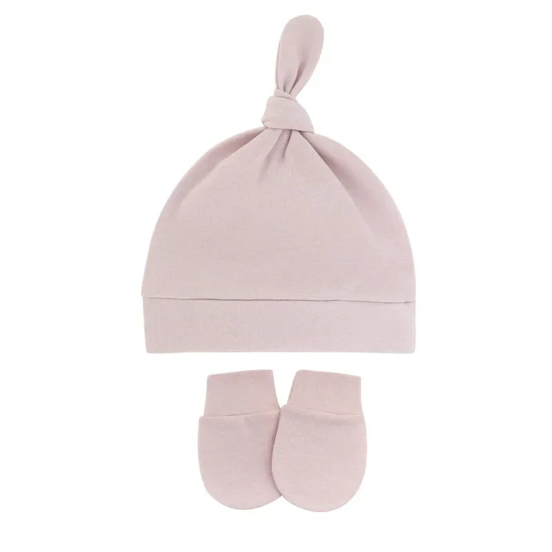 Newborn Baby Hat with Gloves Autumn Winter Warm Cotton Kids Beanies Stuff Children Accessories Infant Nightcap 0-6 Months Babies
