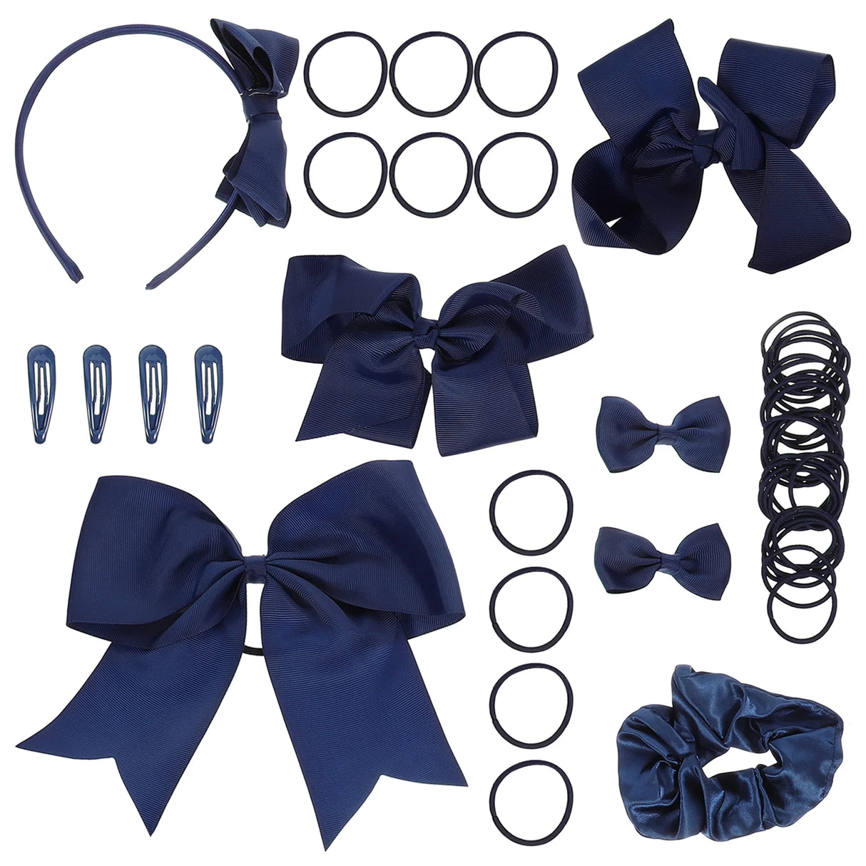 Navy Hair Accessories Set For Hair Bands Ponytail Holders Kids Headbands Hair Clips With Bows Braiders Hair Bow Clips Elastics