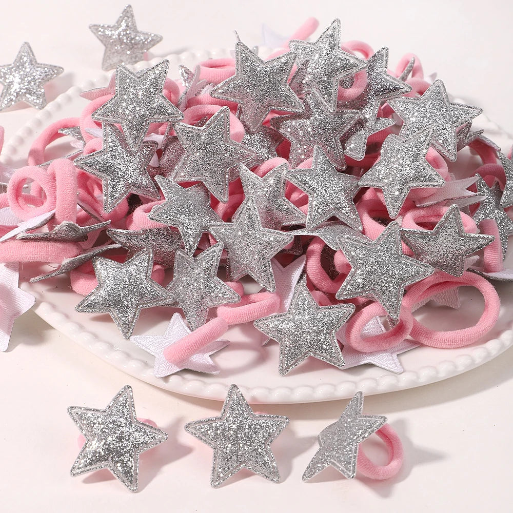 20pcs Kids Elastic Hair Bands Girls Plush Ball Rubber Band For Children Sweets Scrunchie Hair Ties Clip Baby Hair Accessories