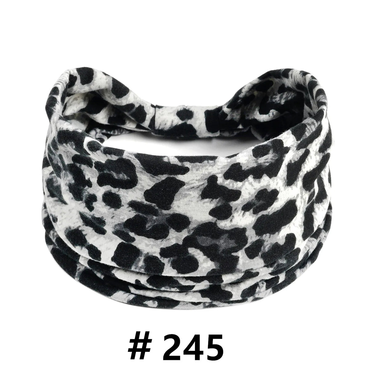 Leopard Print Headbands for Women Wide Boho Turban Head Wraps Cotton Knotted Elastic Hairbands Non Slip Workout Hair Accessories
