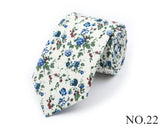 New Chic Floral Tie For Men Women 100% Cotton Beautiful Elegant Flower Necktie White Blue Narrow Skinny Wedding Casual Cravat