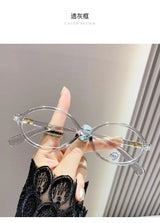 Elliptical Artistic Style Myopia Glasses Retro Small Frame Flat Lenses Ultra Light Finished Near Sight Eyewear Fashion Goggles