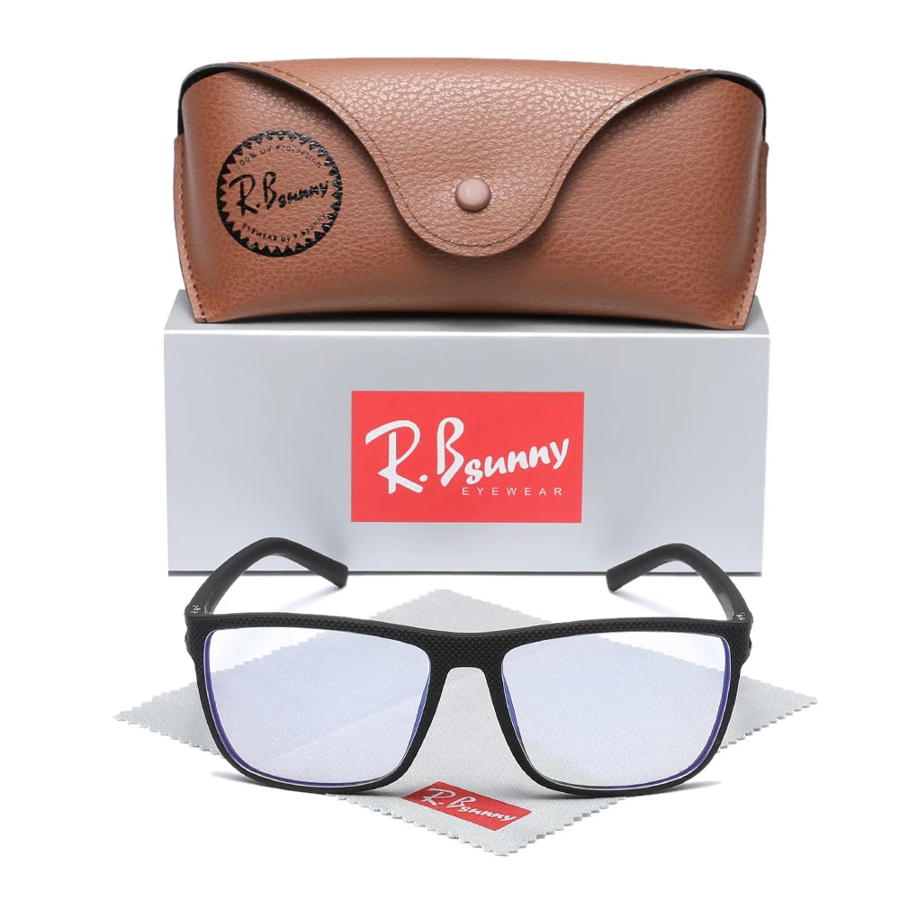 RBsunny Blue Light Blocking Glasses Men Computer Gaming Glasses Anti Eyestrain UV400 Clear Lens Eye Protection Rectangle Frame