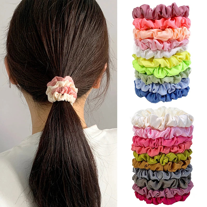 10pcs/pack Solid Color Elastics Hair Ties For Women Thick Hair Soft No Hurt Hair Ponytail Holder Hair Rope Hair Accessories Hot