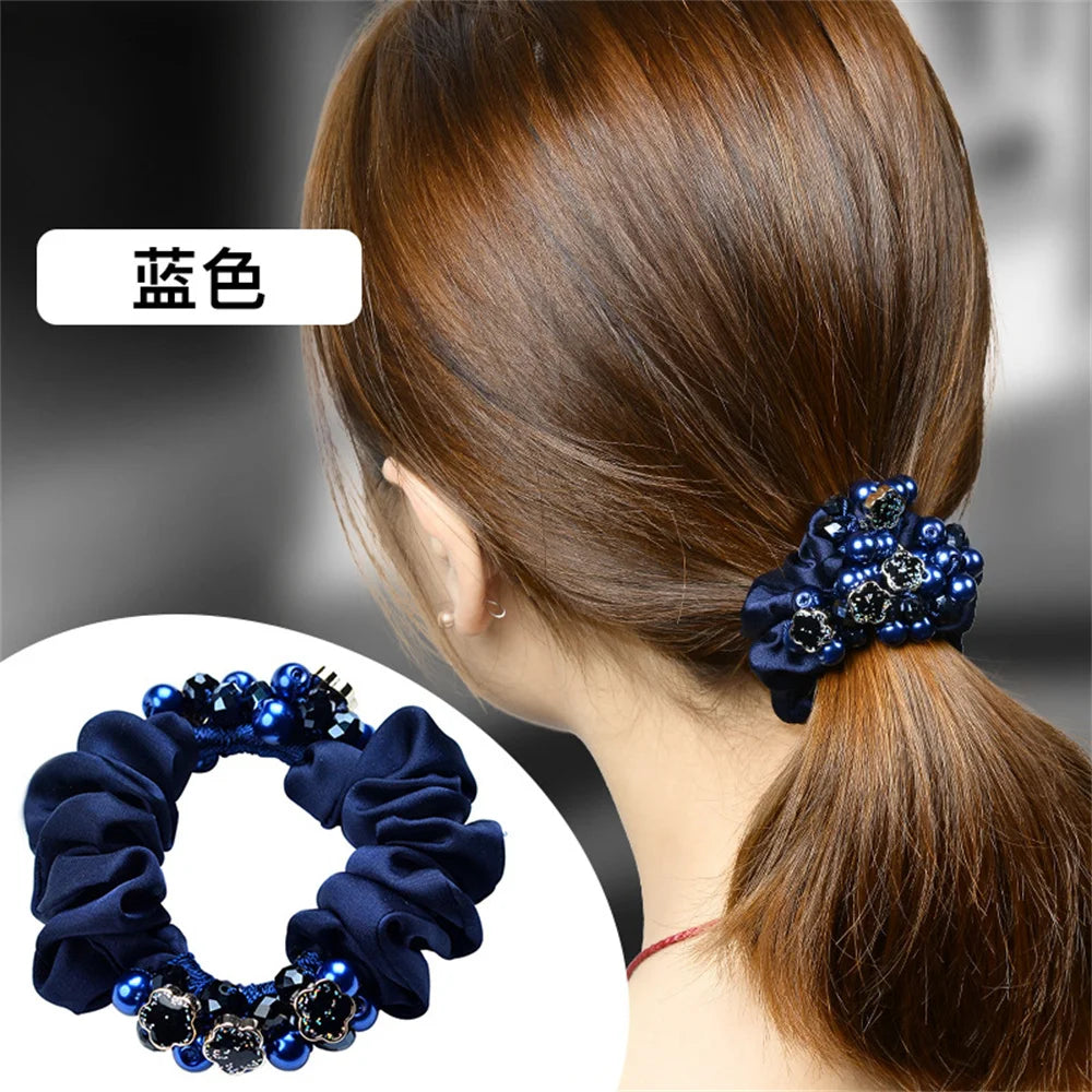 Crystal Pearl Elastics Hair Ties for Women Shiny Ponytail Hair Ties Soft Rubber Hairband Hair Rope Hair Accessories In Daily
