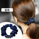 Crystal Pearl Elastics Hair Ties for Women Shiny Ponytail Hair Ties Soft Rubber Hairband Hair Rope Hair Accessories In Daily