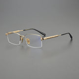 2024 High Quality Handmade Titanium Half Frame Computer Glasses Men Women Luxury Retro Rectangle Eyeglass Frame Optical Eyewear
