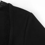 Sexy Black T-shirt Women Autumn New Lace Tees Fashion Streetwear O-Neck Casual Slim Long Sleeves T-shirt Female Versatile Top