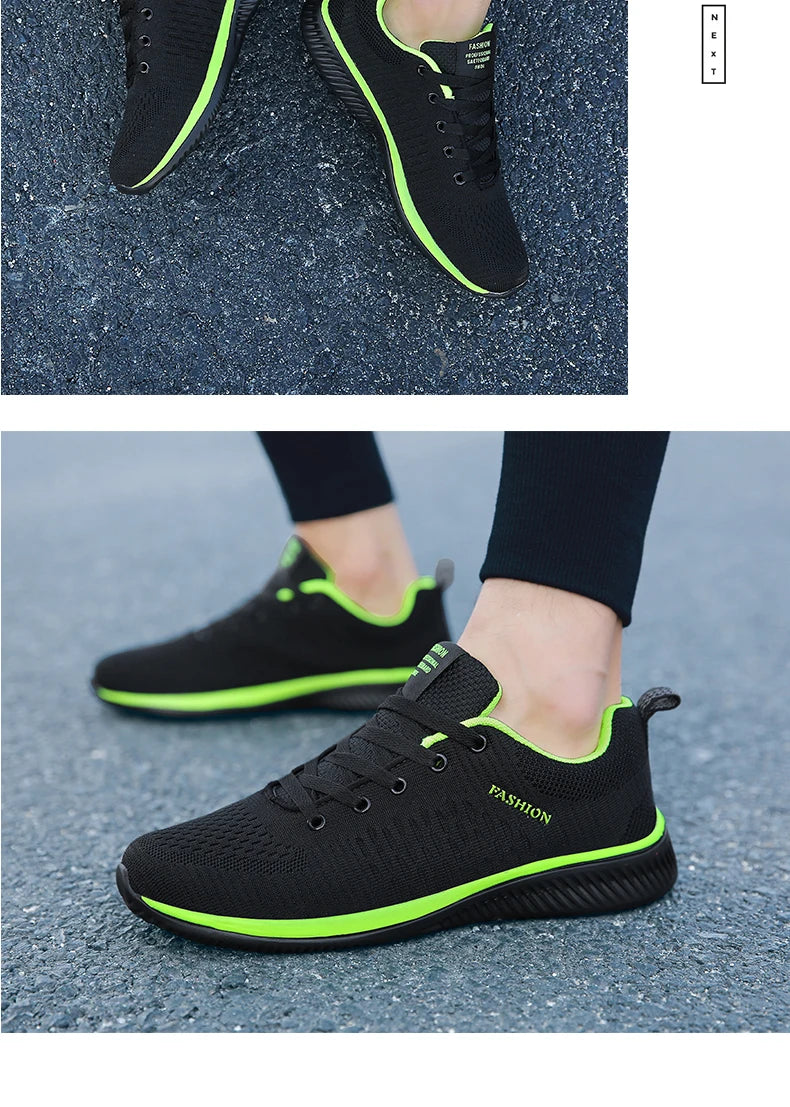 Men Running Sneakers Lightweight Athletic Shoes Classical Mesh Breathable Lace-up Outdoor Walking Shoes Male Tennis Shoes