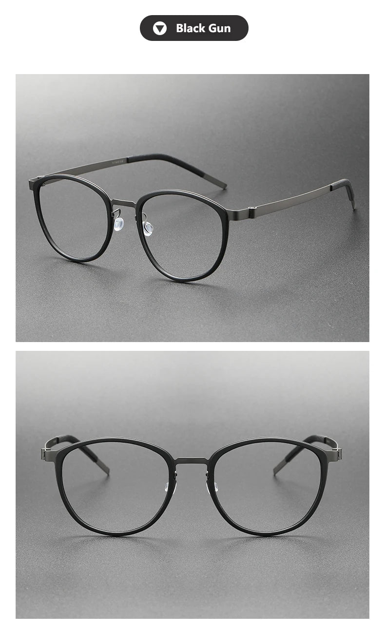 2023 Titanium Glasses Frame for Men Women Vintage Round Myopia Optical Eyewear Screwless Prescription Eyeglasses Frame Spectacle
