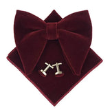 Big Bow Tie Set Velvet Bowknot For Men Pocket Square Cufflinks Set With Big Bowties Men Women Party Wedding Accessories Cravatas