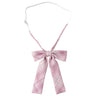 Adjusted Pre-Tied Necktie Elegant Pink Checkered Neck Tie Japanese JK Cosplay Bowtie Bowknot for School Uniform Neckwear