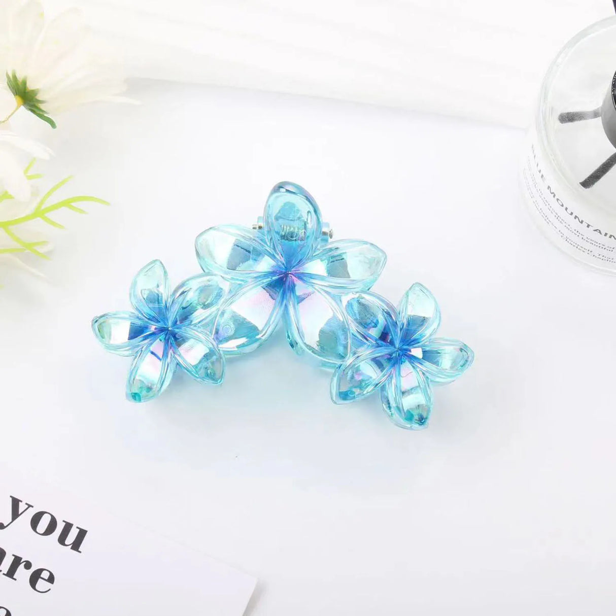 3 Head Plumeria Hair Clips Frangipani Flower Hair Claw Clip Trendy Crab Hair Claw Barrettes Hair Accessories For Girls