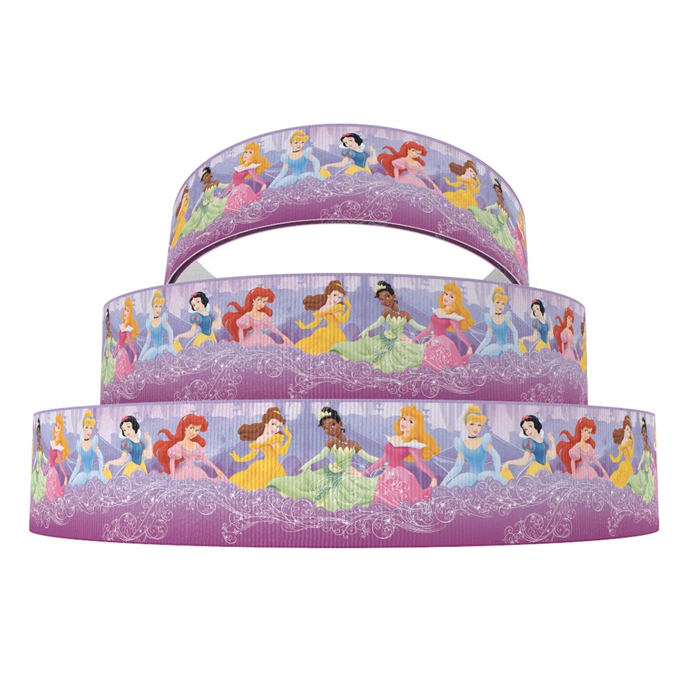 Disney 5 Yards Multi Size Princess Snow White Aurora Printed Grosgrain Ribbon For Hairbow DIY Craft Supplies Cartoon Ribbons