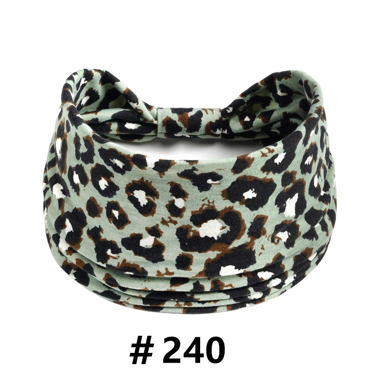 Leopard Print Headbands for Women Wide Boho Turban Head Wraps Cotton Knotted Elastic Hairbands Non Slip Workout Hair Accessories
