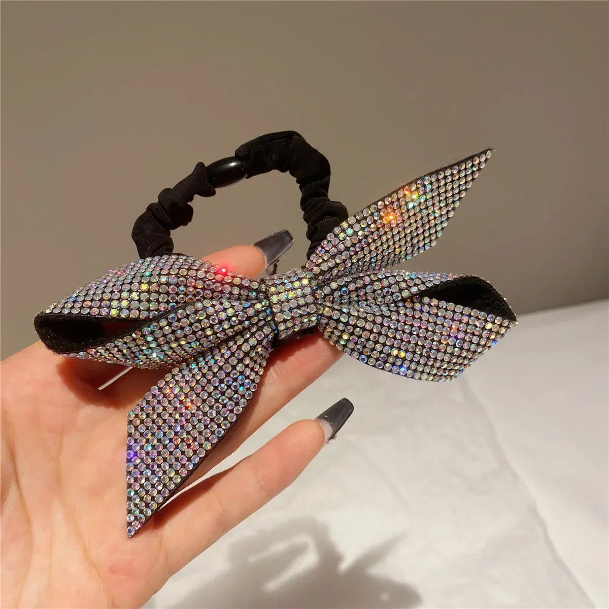 Korean Bow Elastics Hair Ties for Women Girls Shiny Crystal Ponytail Hair Rope Rubber Headbands Hair Accessoriesi-Remiel