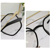 Blue Light Blocking Eye Protection Myopia Eyeglasses Fashion Double Beam Metal Glasses Women Trend Retro Plain Face Eyewear Men