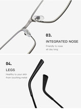 Blue Light Blocking Eye Protection Eyeglasses Men Square Metal Large Frame Reading Spring Leg Elderly Presbyopia Glasses