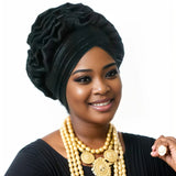 Fashion Women Elastic Ruffle African Turban Cap Lady Head Wraps Nigeria Wedding Auto Gele Headtie Party Headgear Headwear Hat