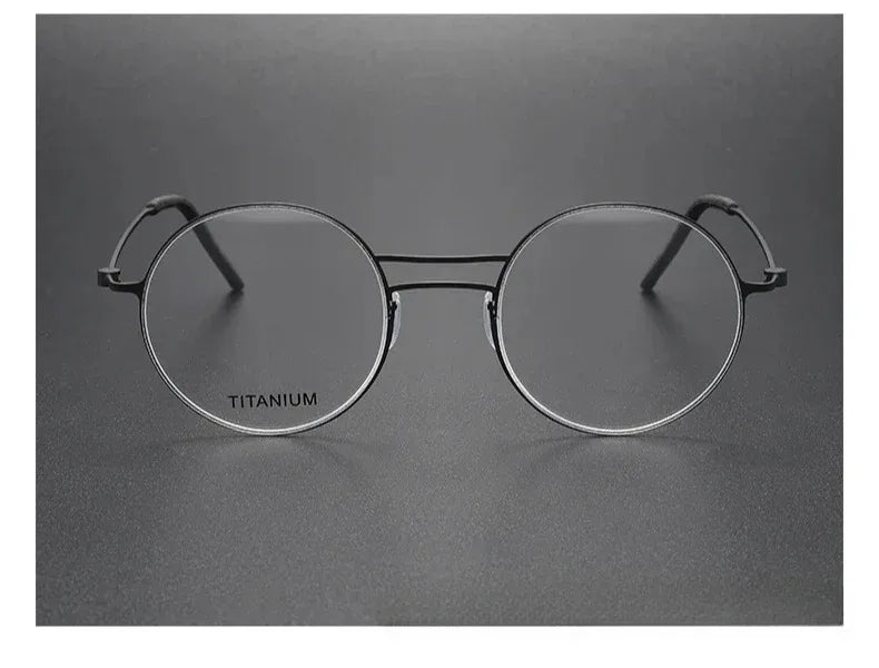 Handmade Round Titanium Glasses Frames 5518 Retro Men Double Beam Round No Screw Eyeglasses Denmark Brand Lightweight Women