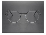 Handmade Round Titanium Glasses Frames 5518 Retro Men Double Beam Round No Screw Eyeglasses Denmark Brand Lightweight Women