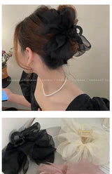 New Mesh Bow Grip Clip Female Ponytail Braid Hair Claw Clip Elegant Girl Hair Clip Hair Accessories Gift Headdress