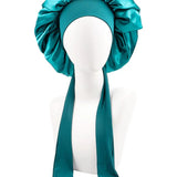 Women Shower Cap Sleeping Satin Bonnet Lace-up Bow Waterproof Women Braids Curly Night Hat Beauty Parlor Cap Salon Hat