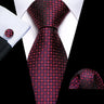 Barry.Wang Plaid Silk Men Tie Handkerchief Cufflinks Set Designer Jacquard Checked Necktie for Male Wedding Team Groomsman Corp