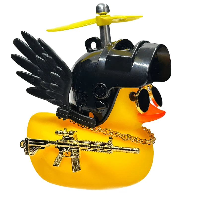 Car Duck Auto Interior Decoration Car Ornaments Rubber Duck With Helmet Bicycle Road Bike Motor Kids Toy Bike Accessories