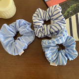 Woman Large Fresh Stripes Elastics Hair Band Versatile Scrunchies Hair Ties Ladies Ponytail Holder Girl Fashion Hair Accessories