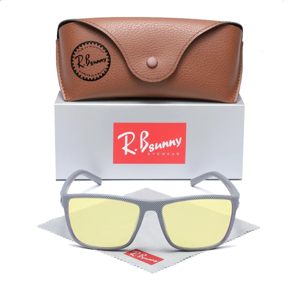 RBsunny Blue Light Blocking Glasses Men Computer Gaming Glasses Anti Eyestrain UV400 Clear Lens Eye Protection Rectangle Frame