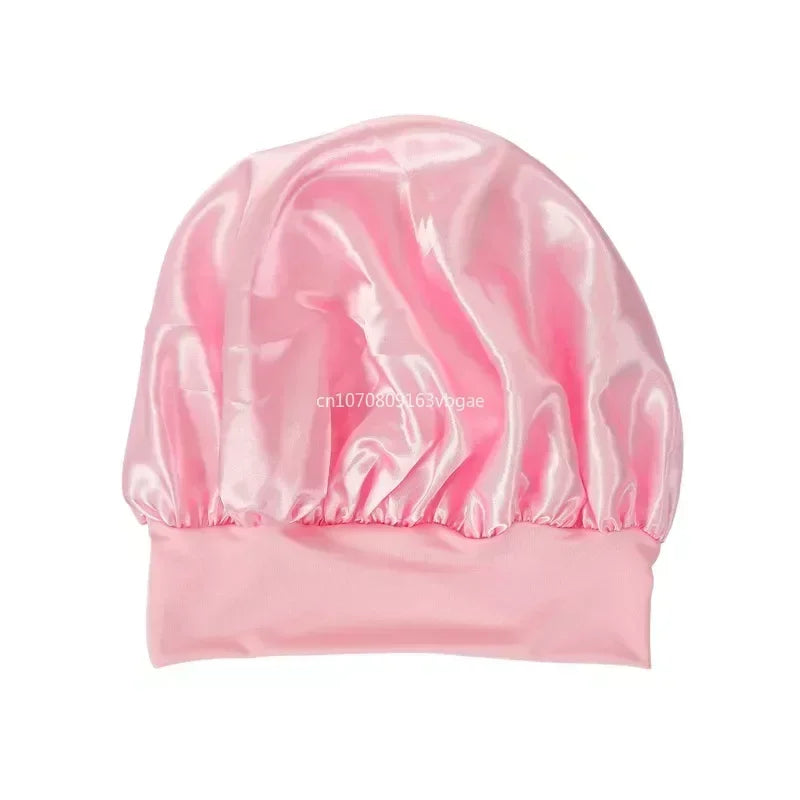 1PC Satin Sleeping Hat Night Sleep Hair Care Bonnet Nightcap Extra Satin Silky Shower Caps Sleep Cap with Premium Elastic Band
