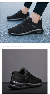 Men Running Sneakers Lightweight Athletic Shoes Classical Mesh Breathable Lace-up Outdoor Walking Shoes Male Tennis Shoes