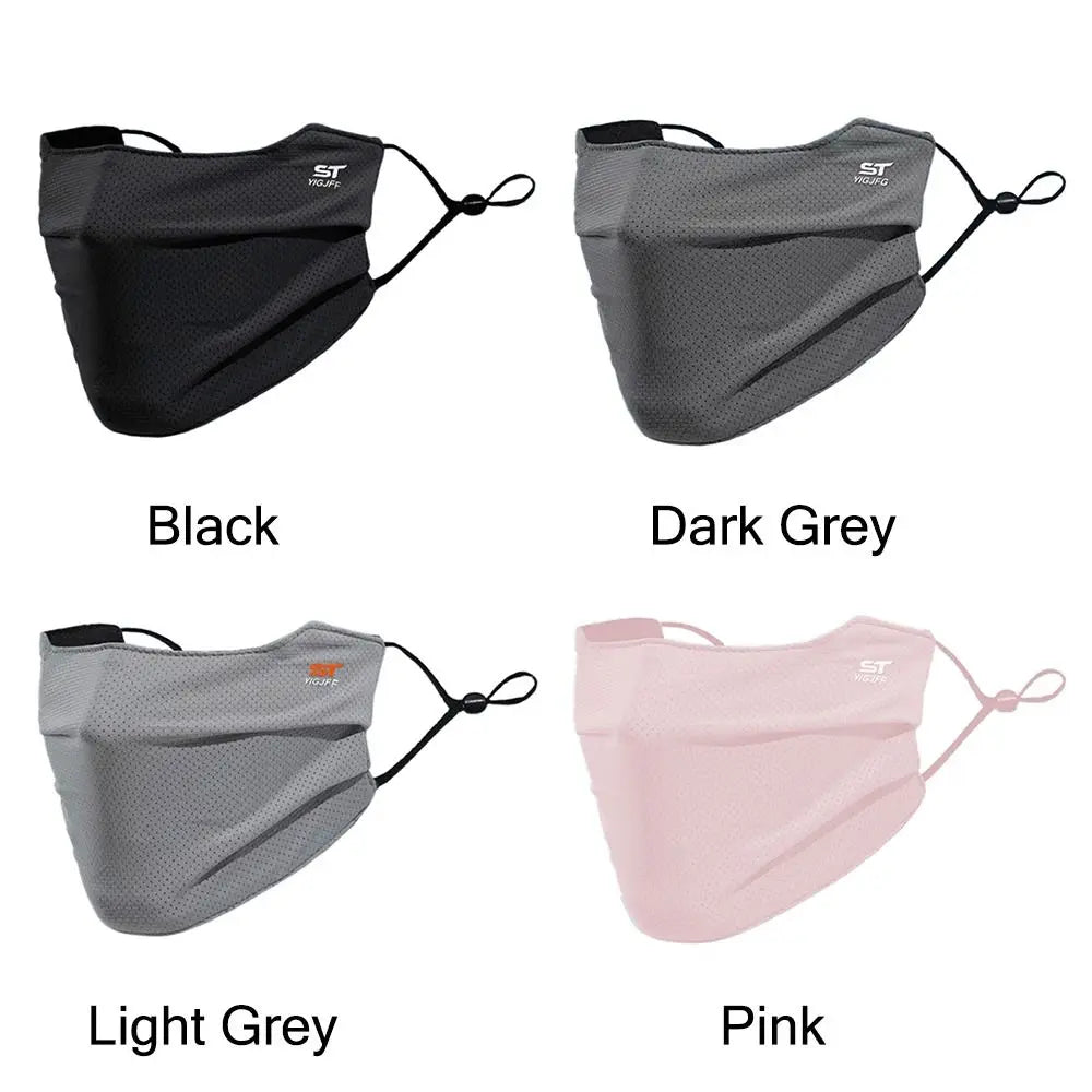 Nylon Face Cover Sun Protection Face Mask Reusable Breathable UV Face Shield Solid Color Washable Ice Silk Face Mask