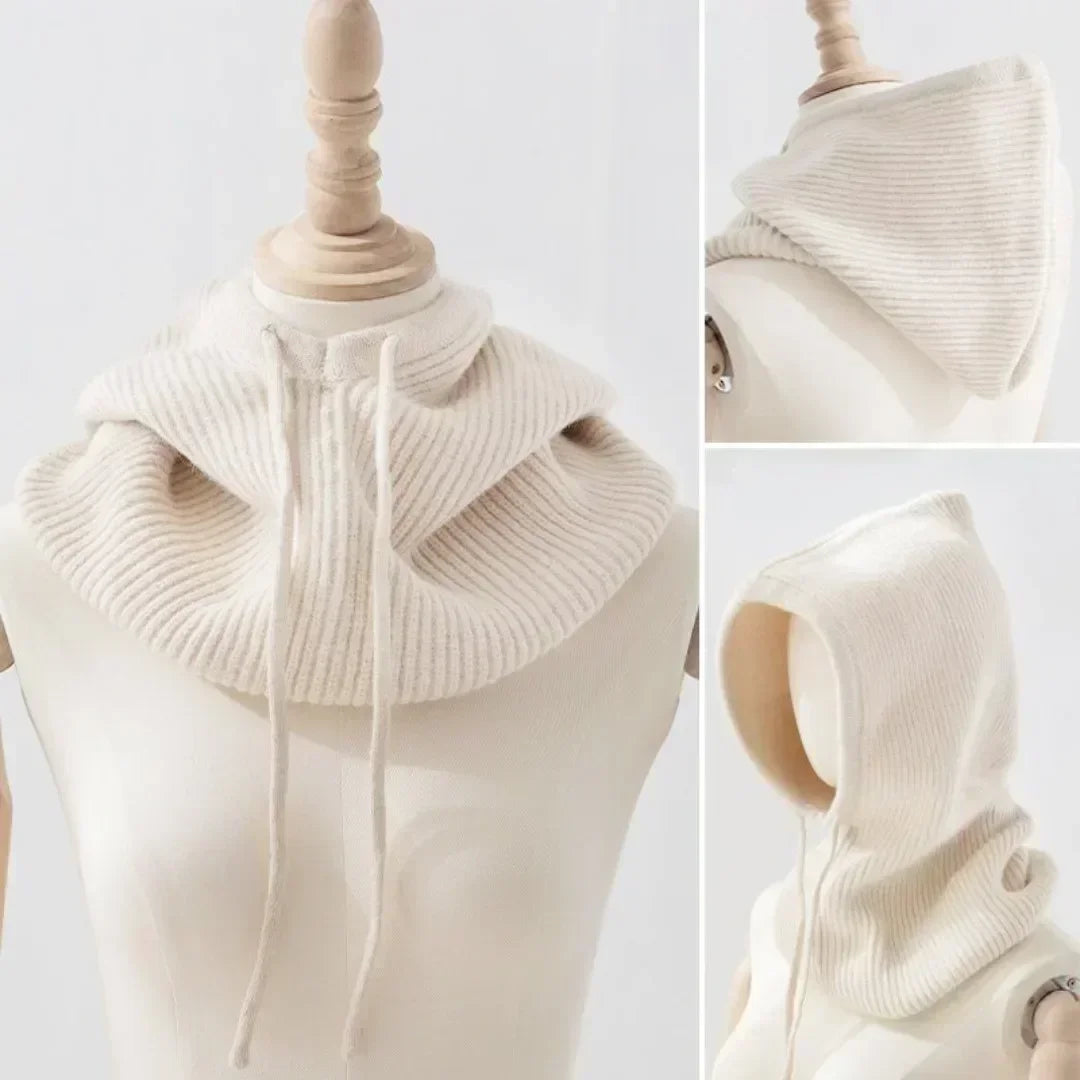 Winter Balaclava Hats For Men&Women Unisex Knitted Hooded Caps Outdoor Warmer Drawstring Hats One-Piece Neck Collar Beanies Cap