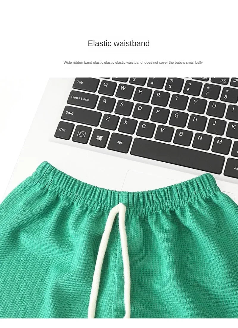 2Pcs Fashion Children Short Sleeve Shorts Sets Summer Kids Clothes Boy Girl Baby Cotton Tee Pant Outfits Soild Color Tracksuits