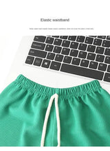 2Pcs Fashion Children Short Sleeve Shorts Sets Summer Kids Clothes Boy Girl Baby Cotton Tee Pant Outfits Soild Color Tracksuits