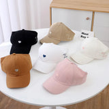 Love Heart Kids Baseball Caps Adjustable Large Brim Sun Hat Solid Color Hollow High Ponytail Caps for Boys Girls