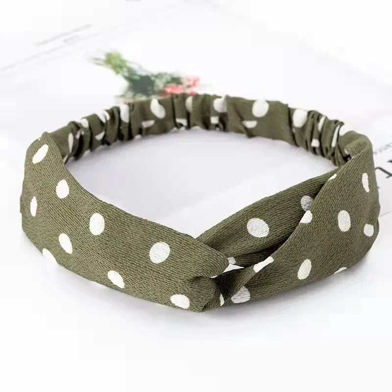 Fashion WomenFloral Headband Hair Accessories Leopard Cross Knotted Bow Chiffon Hair Band Girls Headdress Ladies Hoop Headwear