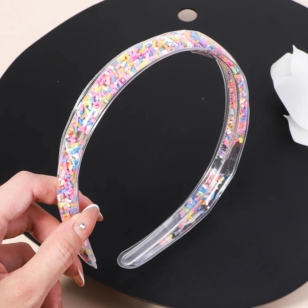 Transparent Quicksand Headbands For Children Kids Girls Fashion Glitter Sequin Teeth Hairbands Bezel Hair Hoops Hair Accessories