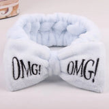 Letter OMG Headbands for Women Girls Bow Wash Face Turban Makeup Elastic Hair Bands Coral Fleece Hair Accessories