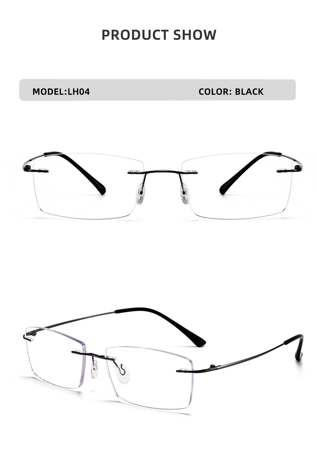 Titanium Reading Glasses Men High Quality Magnifying Presbyopic Eyeglasses Titanium Frames Anti Blue Light Rimless Glasses Men