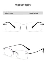 Titanium Reading Glasses Men High Quality Magnifying Presbyopic Eyeglasses Titanium Frames Anti Blue Light Rimless Glasses Men