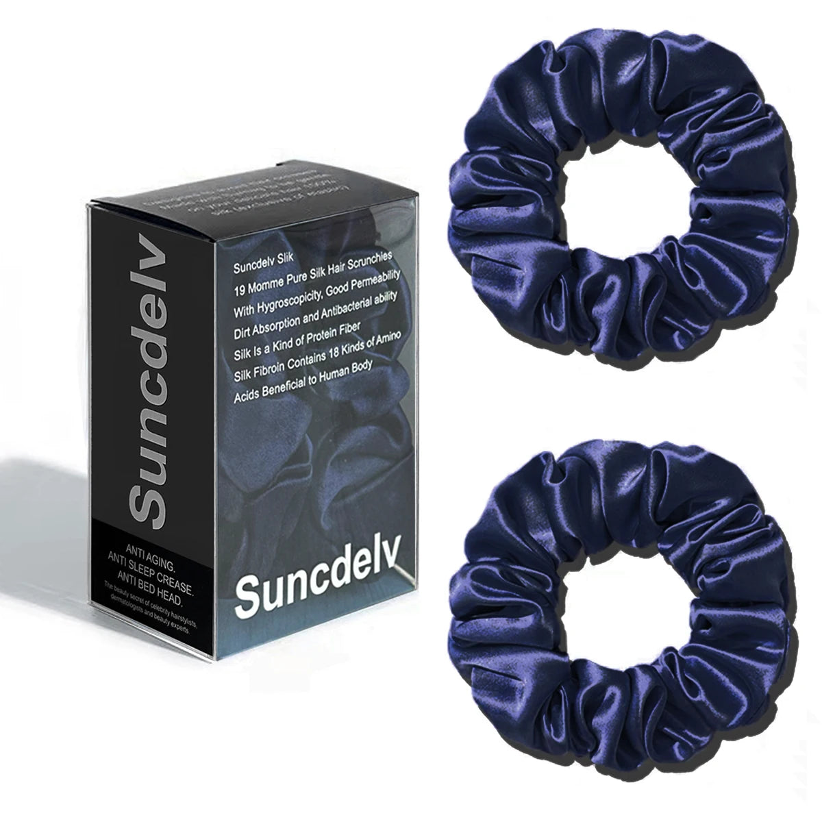 2PCS 3.5CM Mulberry Silk Scrunchies Women Grils Hair Ties for Hair Sleep No Damage Hairband Curly Hair Elastics Ponytail Holder