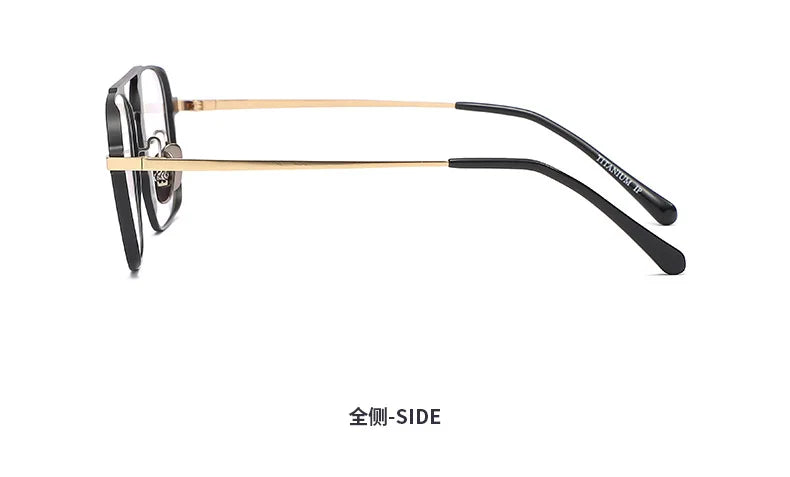 Light Pure Titanium Frames Retro Polygon Spectacle Pilot Ultra Double Bridge Customized Optical Prescription Eyeglasses Man